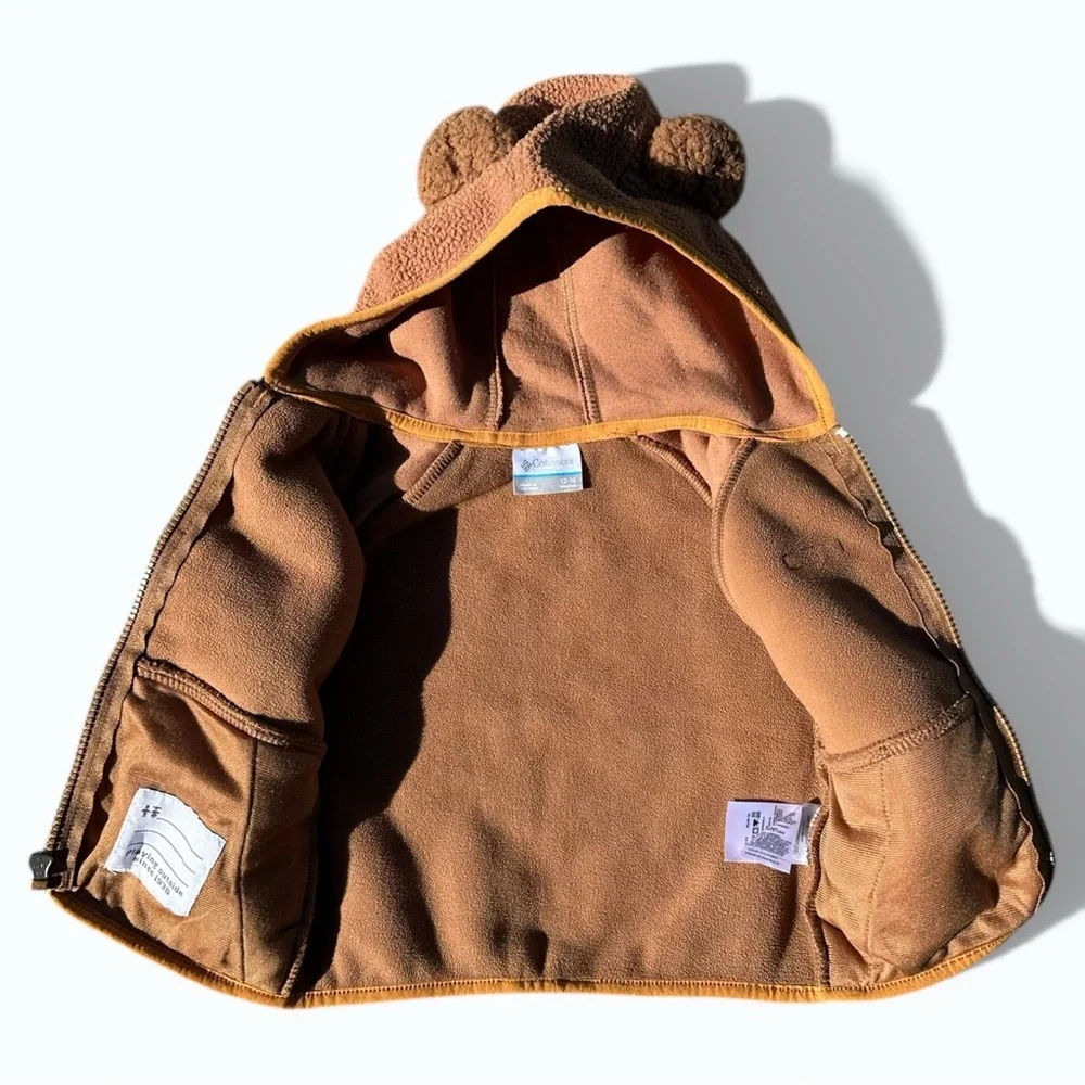 Columbia Kids Teddy Bear Fleece Hoodie Size 12–18M Cozy Zip Jacket